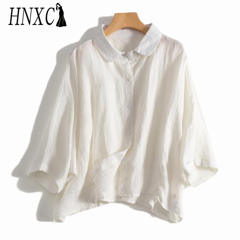 

HNXC Женские модные повседневные блузки и рубашки с принтом однотонного цвета, с длинным рукавом и воротником поло XXL белый