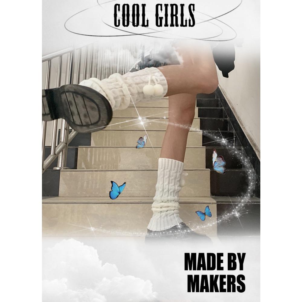 White Hairball Socks Cover Solid Color Stacking Socks Skinny Legs Jk Japanese Leg Cover Korean Version Student Versatile Lolita Autumn and Winter Thic