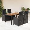 Vidaxl 5-Cz. Garden Furniture Set With Cushions, Black, Poly Rattan