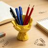 3D Printed Bouquet Pen Holder Planter, Mini Desk Decor with Bow & Artificial Flowers, Multifunctional PLA Craft for Pencil Organizer Pot, Romantic