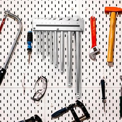 Hex Key Storage Organizer Screw Mount Shelf Holds 9 Tools Hexagon Key Wrench Organizer for Desktop Electrician Carpenter