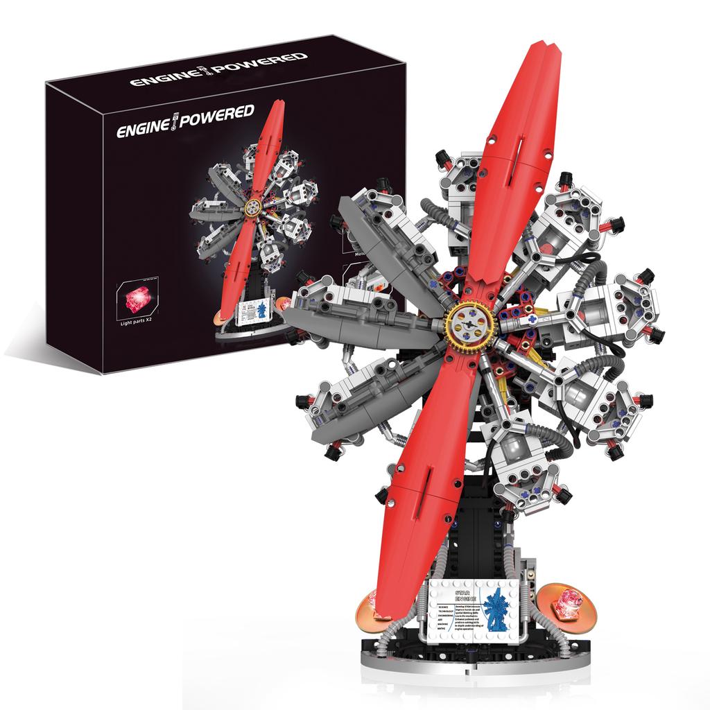 V12 Aircraft Engine Building Blocks Toys Set, Mechanical Engine Model Assembly Ornaments, Children And Adults Birthday Gift