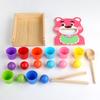 Simulated Bear Feeding Game Montessori Wooden Toy Spoon Training Toy for Early Education Color Classification Cup Stacking