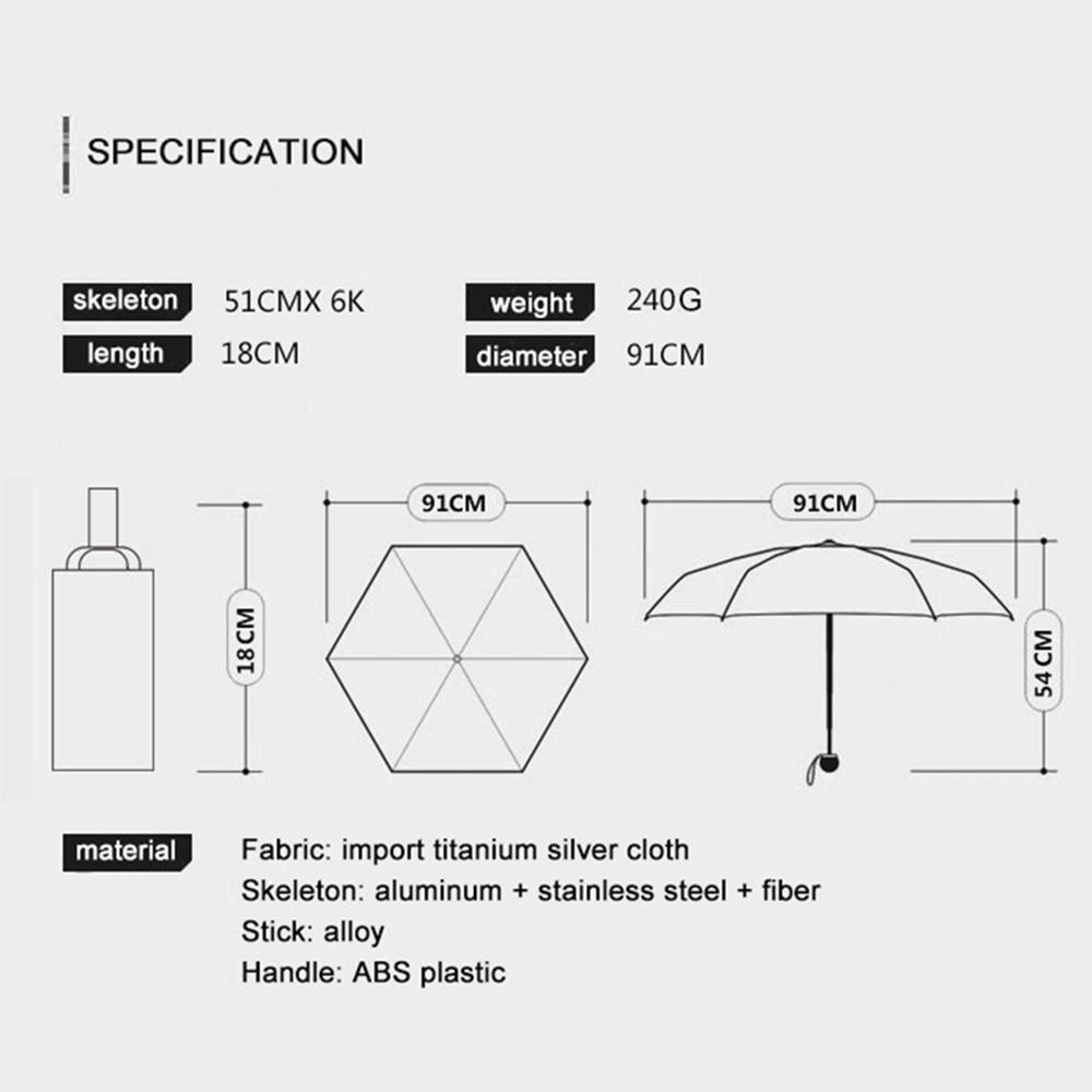 Buy OLYCAT Sun Umbrella Rain Women Titanium Silver Anti UV Mini Five