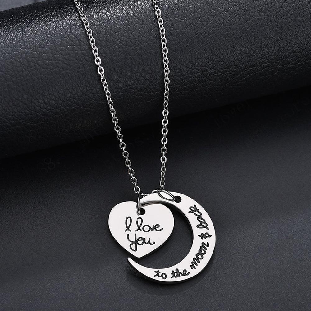 Creative Moon and Sun Shape with  Letter Pendant Necklace Fashion Elegant Couple Necklace