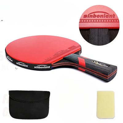 Tischtennisschläger mit kurzem und langem Griff und Carbon-Schlägergummi mit doppelseitigen Noppen in Ping-Pong-Schlägern mit Etui