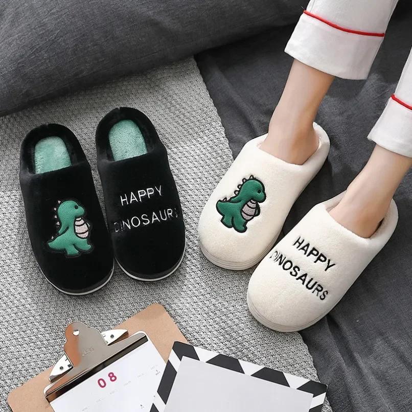 Fashion Plush Slipper Women Bear Dog Panda Winter Fur Contton Warm Non Slip Grip Home Indoor Lazy Fuzzy Female Floor Shoe Flat Male Men