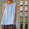 Large Size Loose Casual Cotton Linen Solid Color Sleeveless Top T Camisole Plus Size Camisole Female Fat Mm