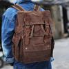 Zaino in Tela Cerata da Uomo - Zaino Impermeabile da Viaggio all'Aperto con Pelle Crazy Horse, Borsa Resistente Vintage a Doppia Tracolla 5358#