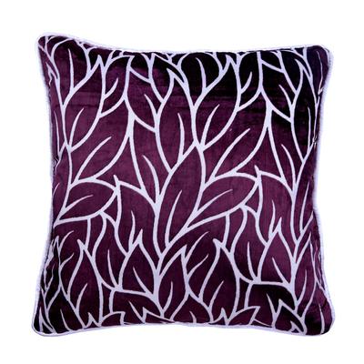 Deep Plum Pillow Cover Leaf Design  Luxury Burnout Velvet Soft Cover Couch Sofa Bed Purple Pillow Cover Floral - Plummy Leaves