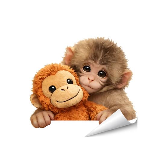 Monkey Window Decal Cute Baby Monkey PVC Sticker Reusable Static Glass Decals for Living Room Home Decor D