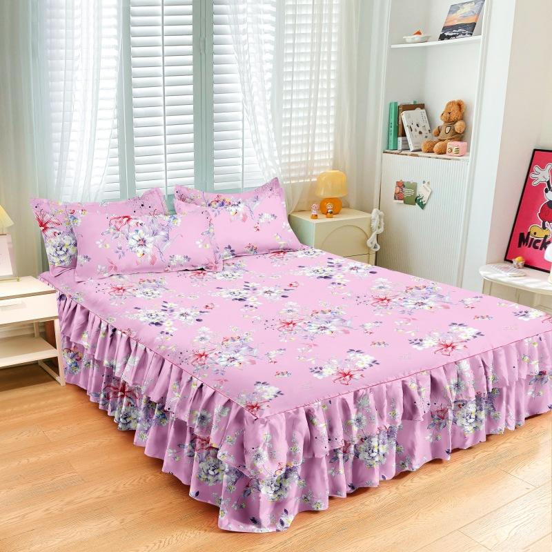 Dormitor de uz casnic Fustă de șlefuit dintr-o singură bucată Cuvertură de pat de culoare solidă, prietenoasă cu pielea, așternut pentru dormitor, pentru dormitor