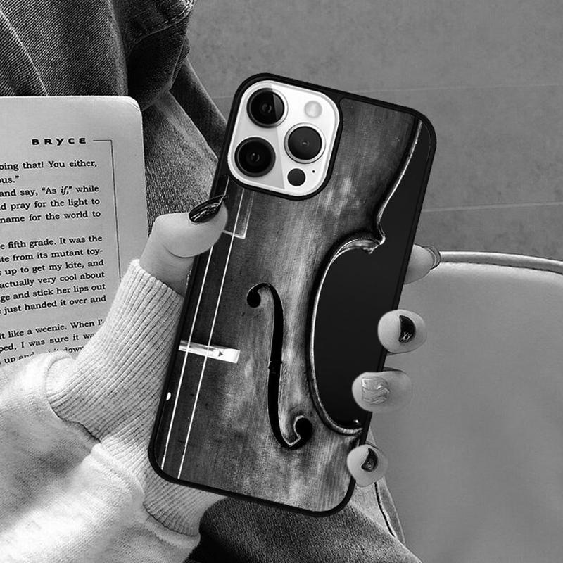 Black And White Violin Cello Phone Case for iPhone 17 Air 16 16e 15 Plus for Apple 13 11 12 14 Pro Max Cover coque