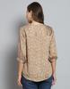 Monte Carlo Womens Printed Khakhi Round Neck 3/4 Sleeve Top