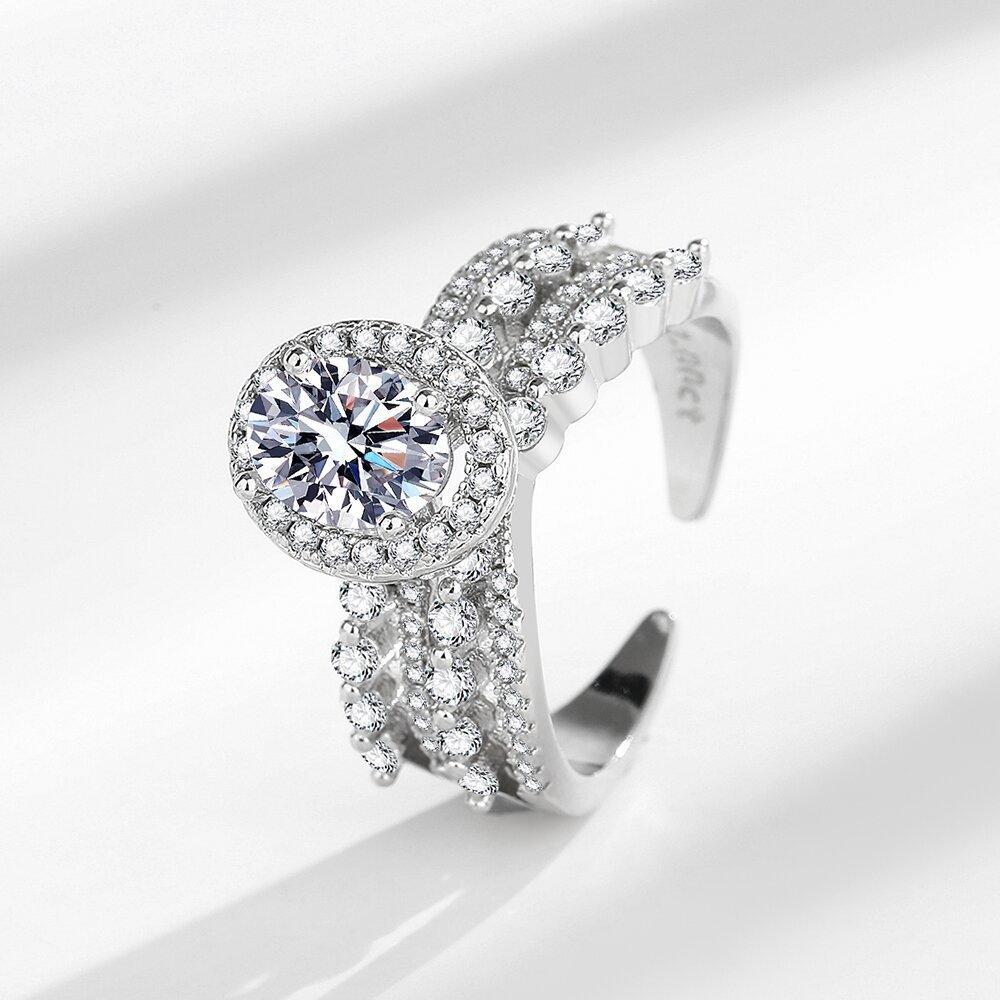 2026 Light Luxury Luxury Full Diamond Zircon Ring Women's Light Luxury Niche High-end Design Index Finger Ring