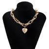 Ingemark High Quality Punk Big Heart Pendant Necklace Women Fashion Statement Chunky Heavy Chain Grunge Zircon Steampunk Men