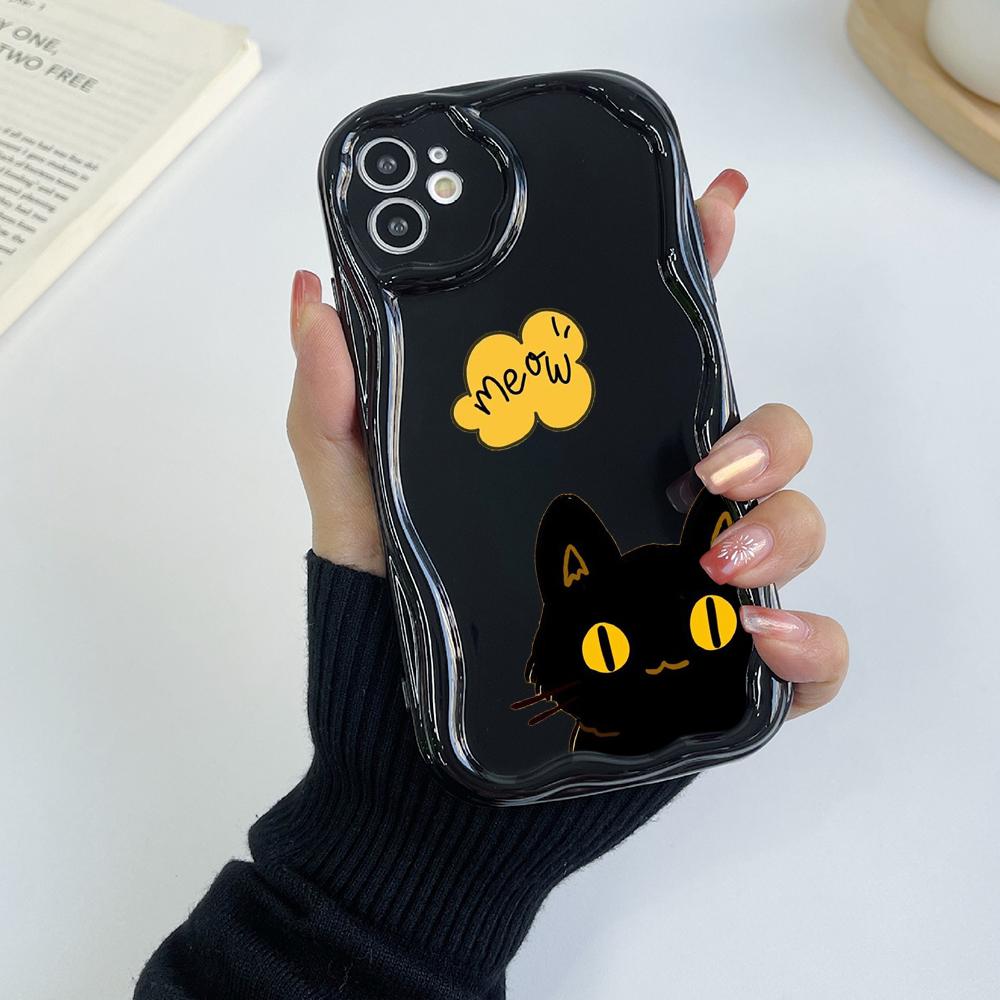 LZ9 мультяшный кот милый художественный дизайн прозрачные мягкие волнистые чехлы — фото 17