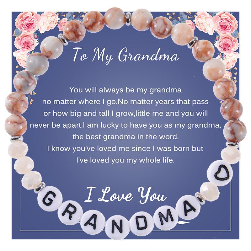 JYL TS Bracelet Elastic  Matte Beads Design Promotes Stability & Calm To My Grandma (with card) лимонный ледник