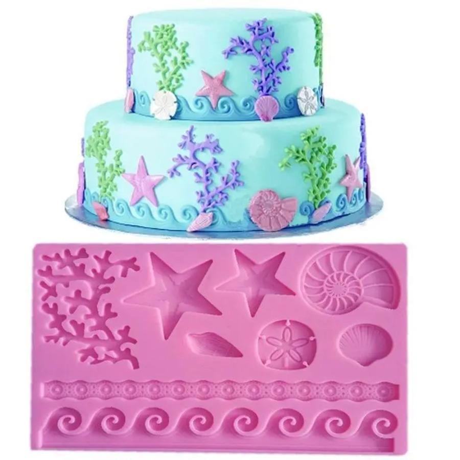 Large Size Sea Life Shell Shape Fondant Mold Silicone Mold Cake Mold DIY Cake Decorating Tools Bakeware Baking Molds