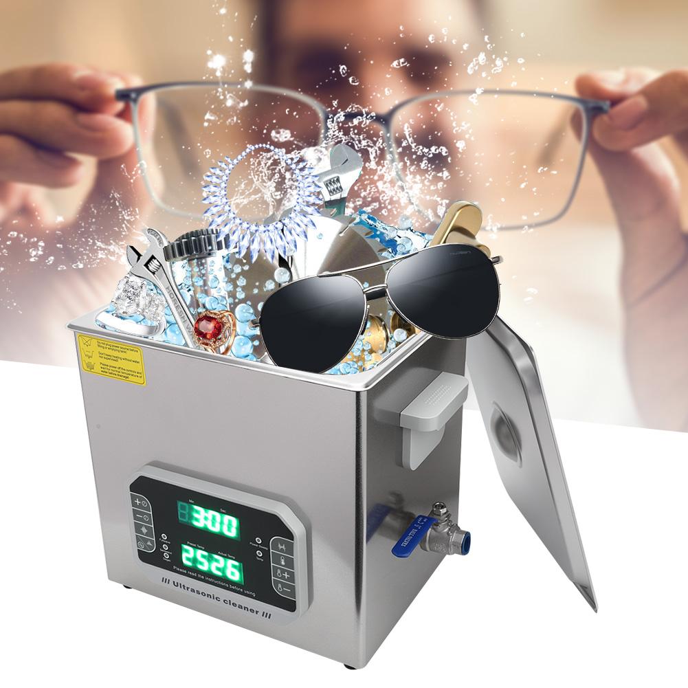10L Ultrasonic Cleaner Multifunctional Waterproof Touch Stainless Steel Jewelry Glasses Cleaning Tool US Plug 100 127V