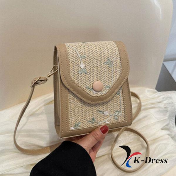 Tobit Embroidered Flower Bag Structured Bag Envelope Bag Mini Bag Auxiliary Bag Rattan Bag Crossbody Women's Bag (2 Colors)