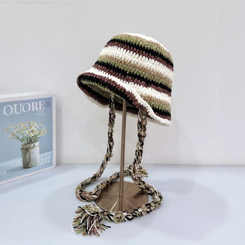 25 early autumn new color chenille knitted bucket hat women's autumn and winter warm fringed wool ear hat