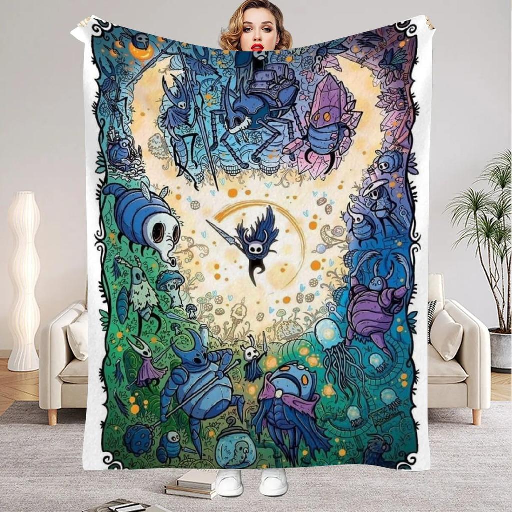 Hollow Knight Blanket Cartoon Game Printed Flannel Blanket for Home Living Room Bedroom Decor New Year Christmas Gift for Fans