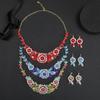 3pcs Luxurious Flower Rhinestone Bridal Zircon Set Exquisite Heavy Industry Dance Party Necklace Earring Decoration