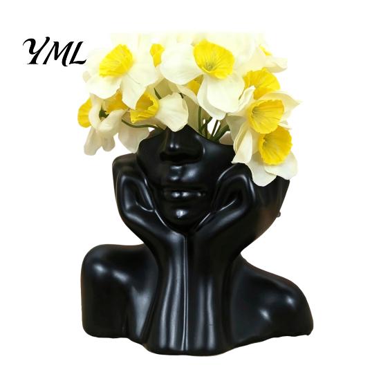 Minimalist Brush Storage Container Abstract Face Vase, Artistic Female Pen Holder, Makeup Vase Modern Decorative Centerpiece for Living Room