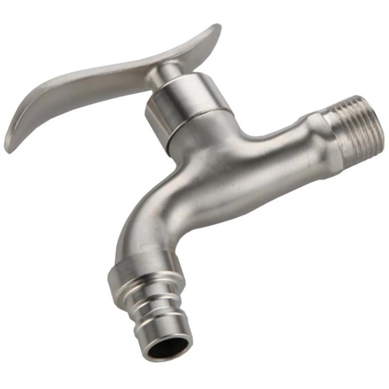 304 Stainless Steel Garden Faucet Wall Mounted Brushed Outdoor Fast Open Bibcock Garden Wash Basin Mop Faucet Torneira Parede
