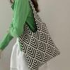 Versatile Women's Color Block Knit Tote - Hollowed-out Single Shoulder Bag for Beach or Commute