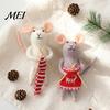Cozy Christmas Scene Supplies Felt Mouse Ornament, Handmade Felted Wool Hanging Decoration, Decor Cute Knitting Doll for Xmas Tree, Holiday