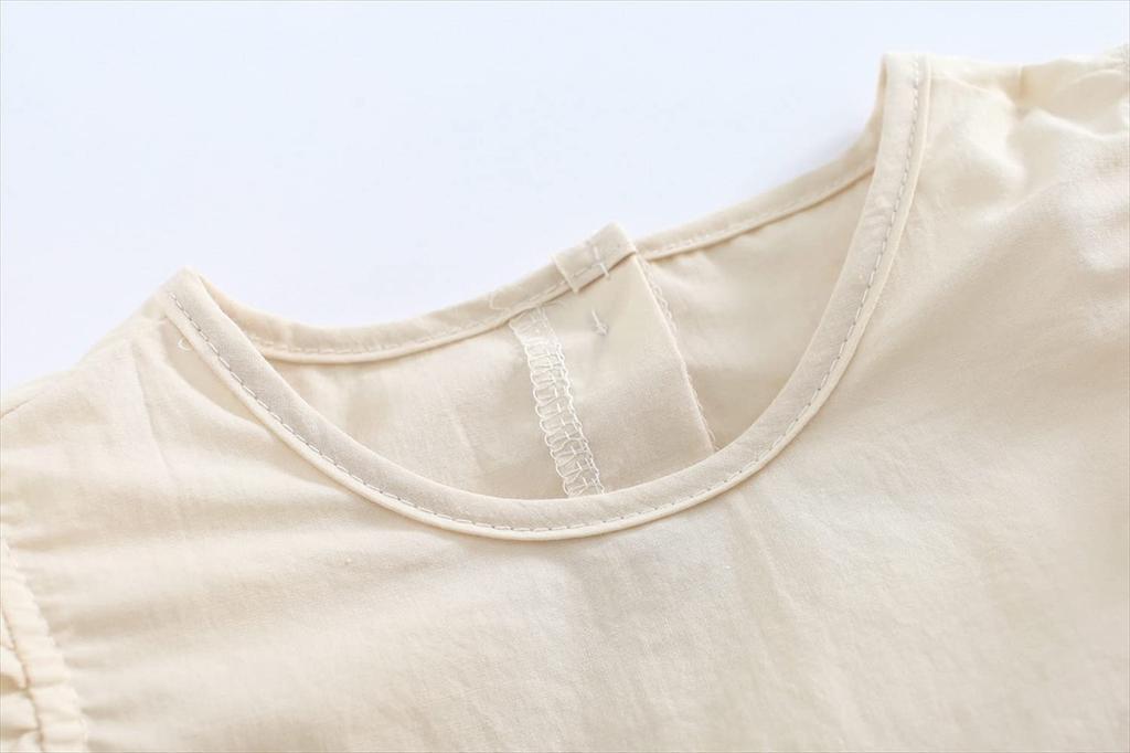 Romper Jumpsuit Bodysuit for Girls Newborn Infant Summer Flare Sleeves Overwear Hat Set Beige 12Months [Misia Luxury] 3-Piece [27156-27160]