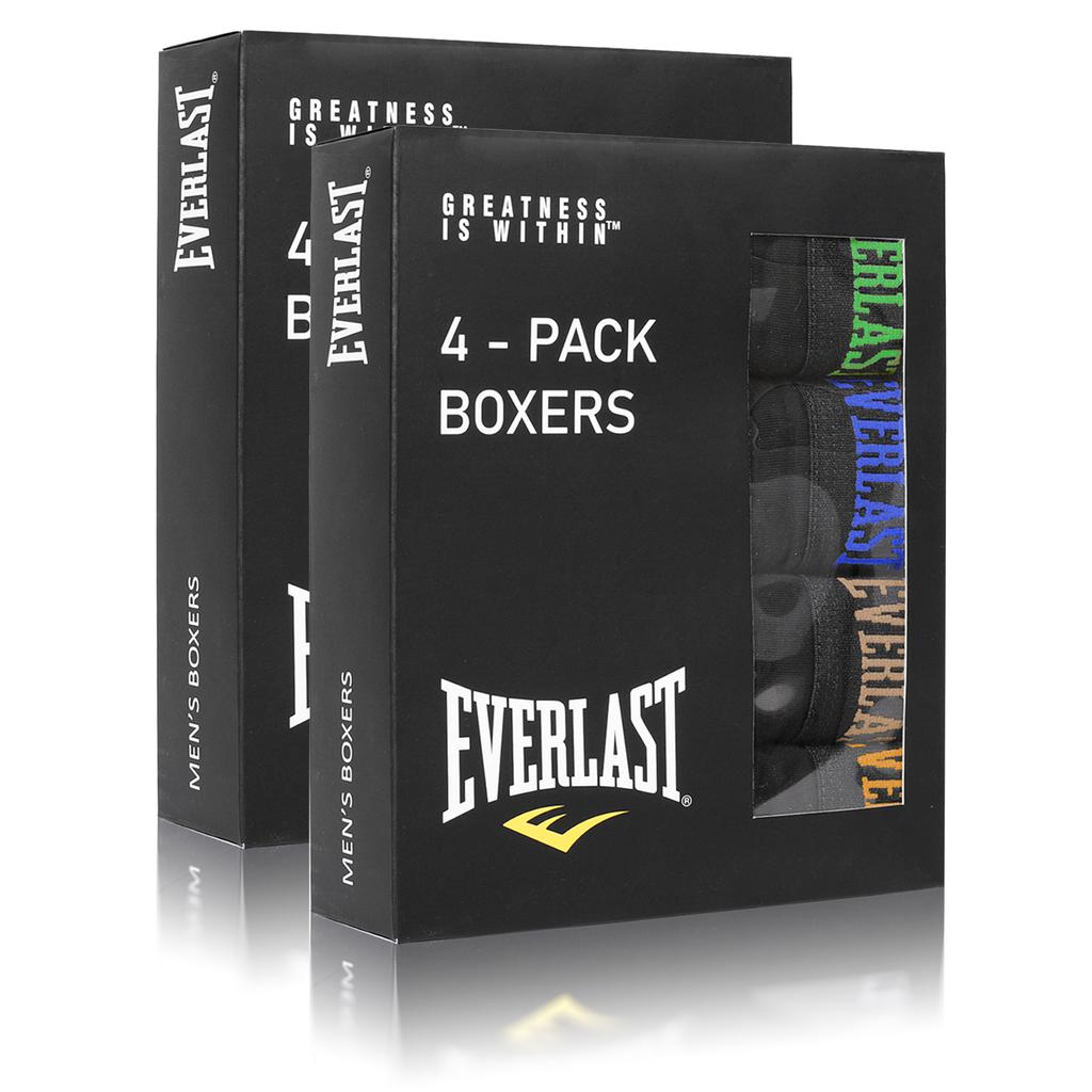 Everlast Men' Boxer Shorts 8 Pack Cotton Black Color Logo Size