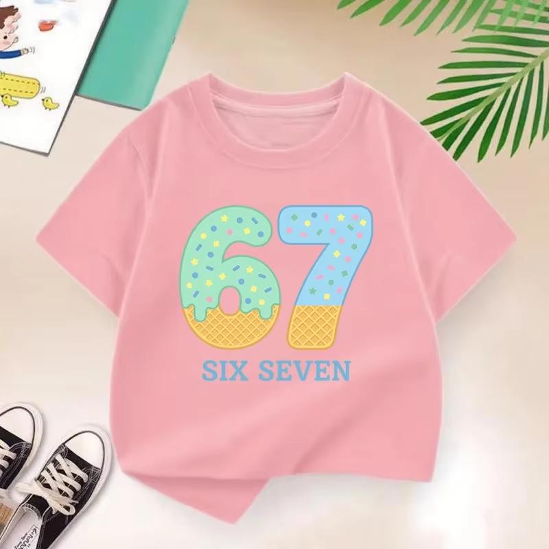 Kids Ice Cream SIX SEVEN Number 67 Graphic TShirt Soft Cotton Cute Wear for Boys Girlsdf0111