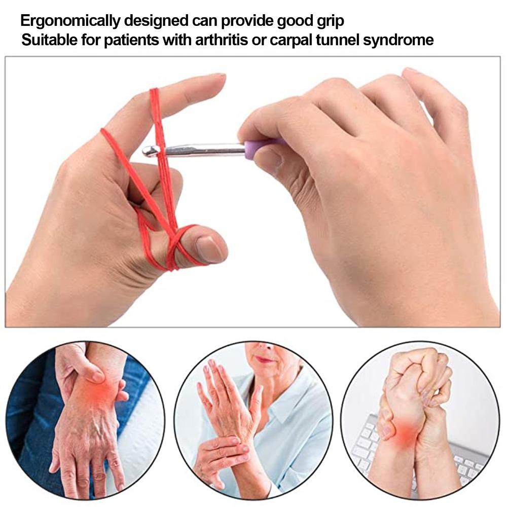 8Pcs Soft NonSlip Grip Crochet Hooks Set Plastic Crochet Hook Kit Knitting Needles Set  Hair Styling