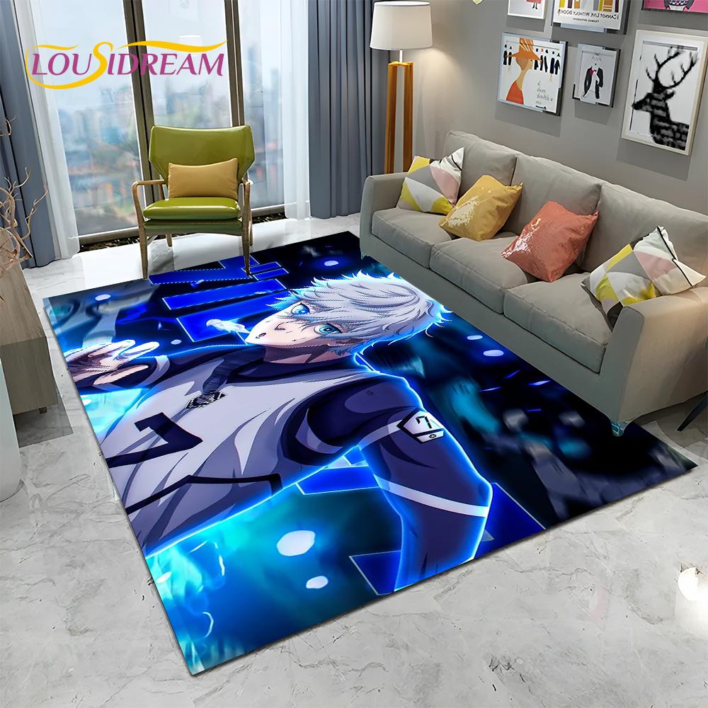 Teppich mit Cartoon-Motiv, blaues Schloss, Fußball, Anime, für Zuhause, Wohnzimmer, Schlafzimmer, Sofa, Fußmatte, Dekoration, Kinderspielbereich, rutschfeste Bodenmatte