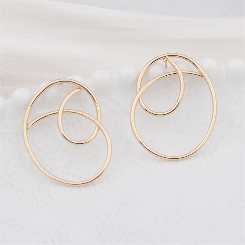Geometryczne Kolczyki Sztyfty Abstrakcyjne Okrągłe Nieregularne Złote dla Kobiet Puste Akcesorium Biżuteryjne