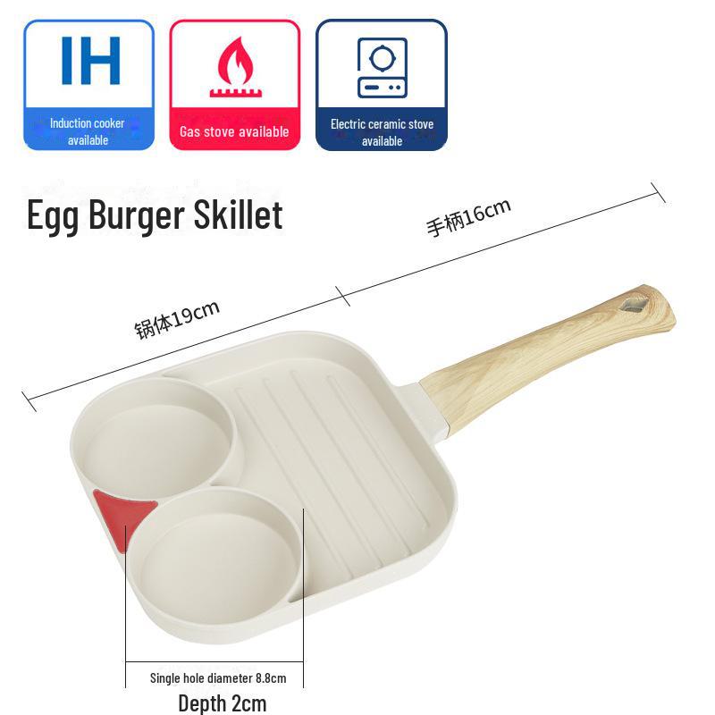 

Сковорода для омлета «три в одном» с антипригарным покрытием: Идеально подходит для яиц, гамбургеров, завтраков и стейков.