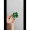 Green Rhinestone Shiny Four Leaf Clover Brooch Pin, Versatile Accessory For Cardigan Coat Hat Perfect Fashion Gift For Women
