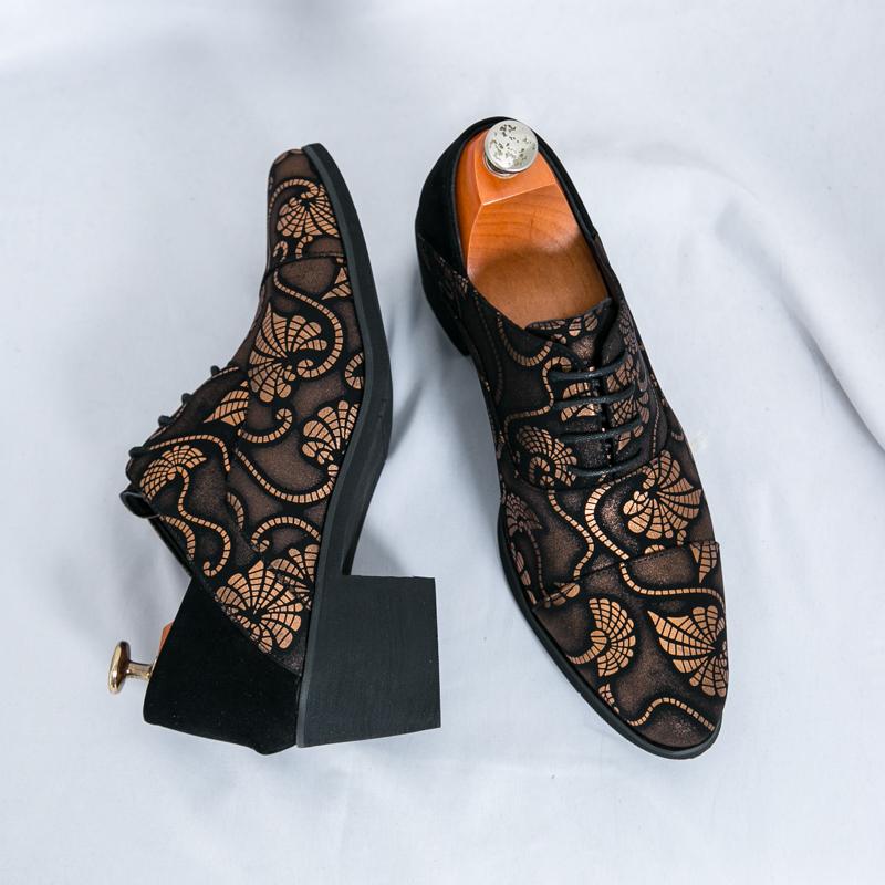 Fashion Men's Casual Leather Shoes New Plus Size Fashionable High Heel Business Class Shoes Rubber Sole Polyamide Lining Adult Shoes