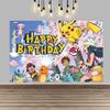 Pokemon Pikachu Birthday Party Backdrop Cartoon Baby Shower Background Photography Wall Photo StudioBanner Decor For Boy Gift