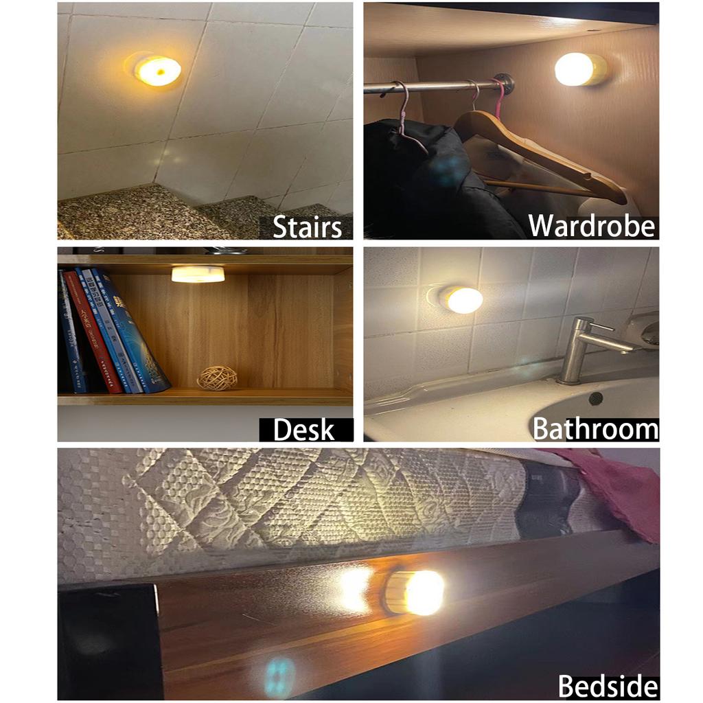 LED Bedside Lamp Small Battery Power Night Light 3 Modes Eye Protection For Kitchen Cabinet Wardrobe Lamp Staircase Closet Light