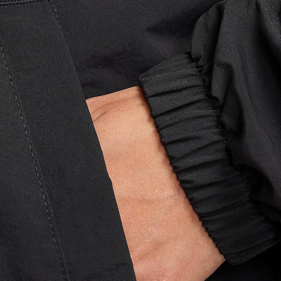 Nike Sportswear Essentials Series Logo Print Polo Button Long Sleeve Jacket Women Jackets Black FV7560-010