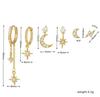 Star and Moon Chain Tassel Earrings with Hexagram Zircon Studs Set - Women's Dangle Earrings