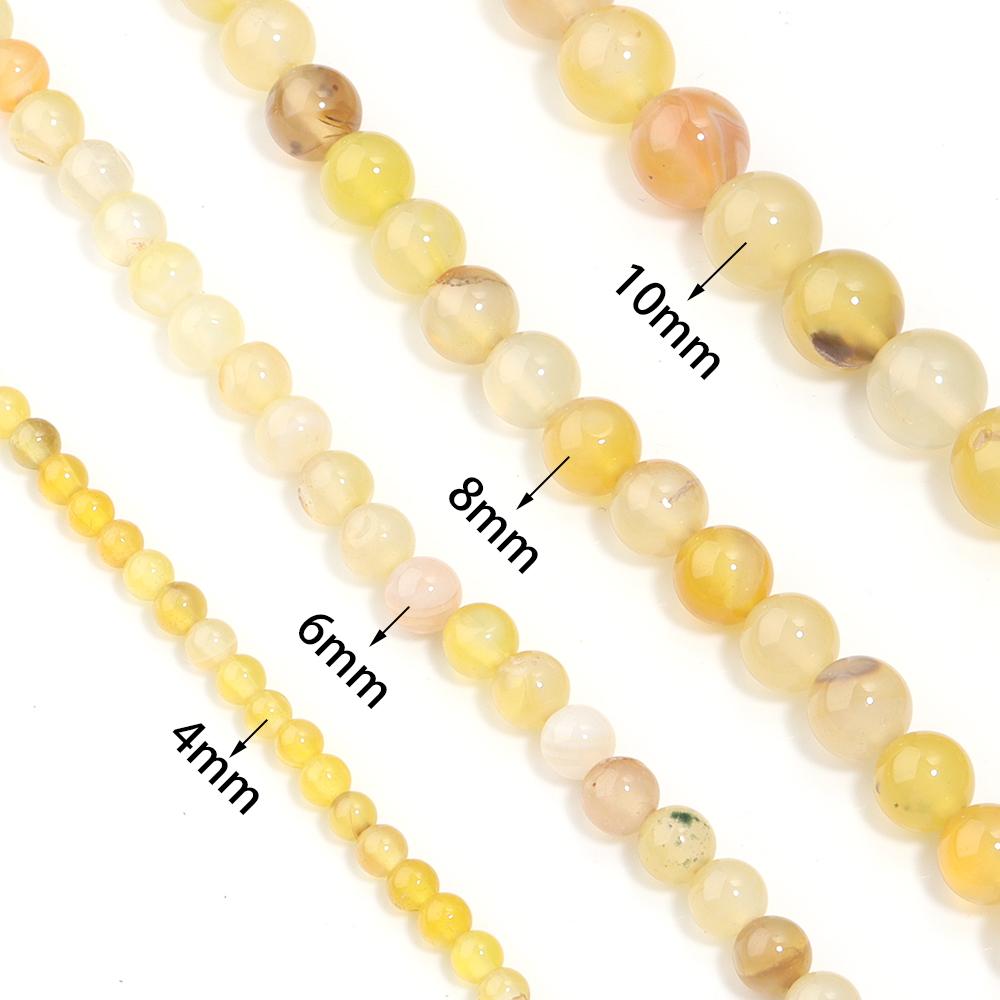 1 Strand 4/6/8/10mm Natural Yellow Stripe Agate Stone Beads Round Loose Beads For Jewelry Making DIY Bracelets Necklace Findings