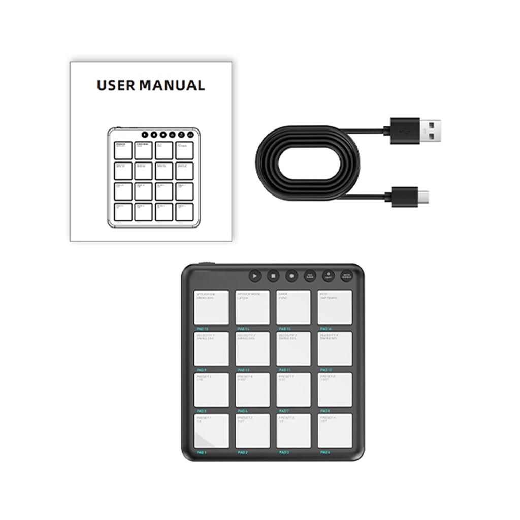 MIDI Controller 16 Key Dynamic RGB Pad BT Wireless MIDI Pad Rechargeable Portable Plug and Play for Music Production
