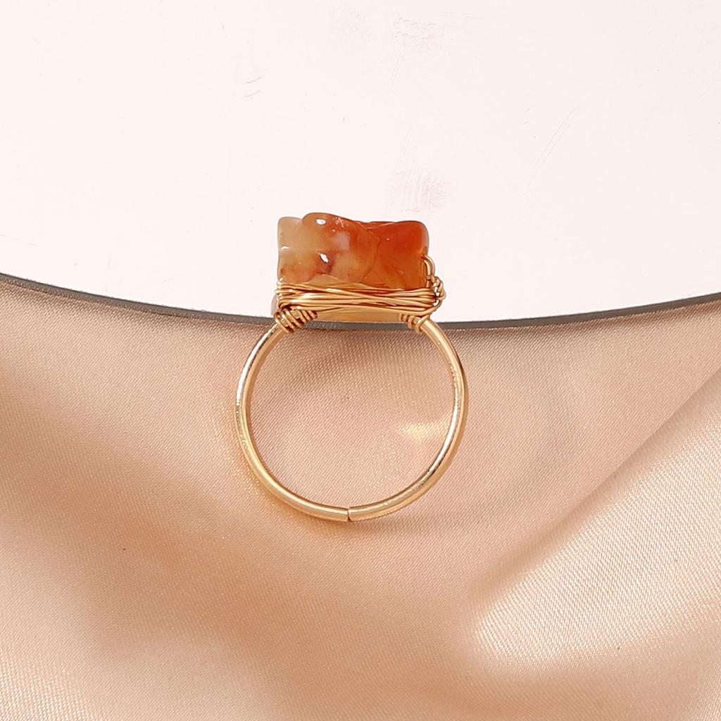 Cross-border e-commerce French retro stone temperament light luxury versatile trend Amazon hand-woven jewelry ring