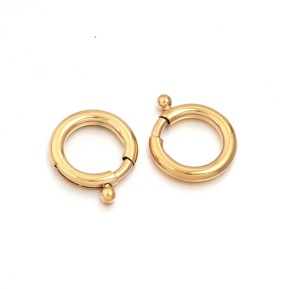 2Pcs Stainless Steel Spring Clasps Round Ring Clasps Hooks Jewelry End Connectors For DIY Handmade Bracelet Necklace Accessories