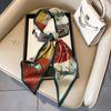 Spring, Autumn and Summer Silk Scarf Small Long Thin Decorative Shirt Bevel Scarf Thin Narrow Neck Protection Fashion Korean Scarf
